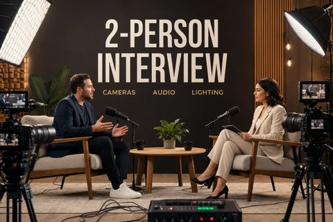 How to Set Up a 2 Person Interview: Cameras, Audio, and Lighting Done Right