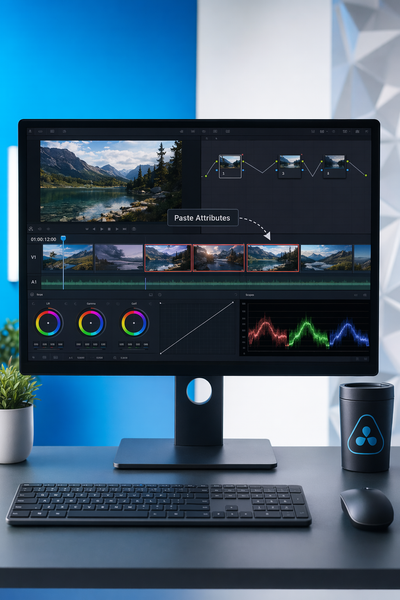 How to Copy Attributes in DaVinci Resolve (Edit Page &amp; Color Page)